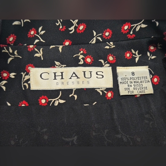 Chaus Black Floral Long Sleeve Casual Workwear Fall Dress - Picture 6 of 9